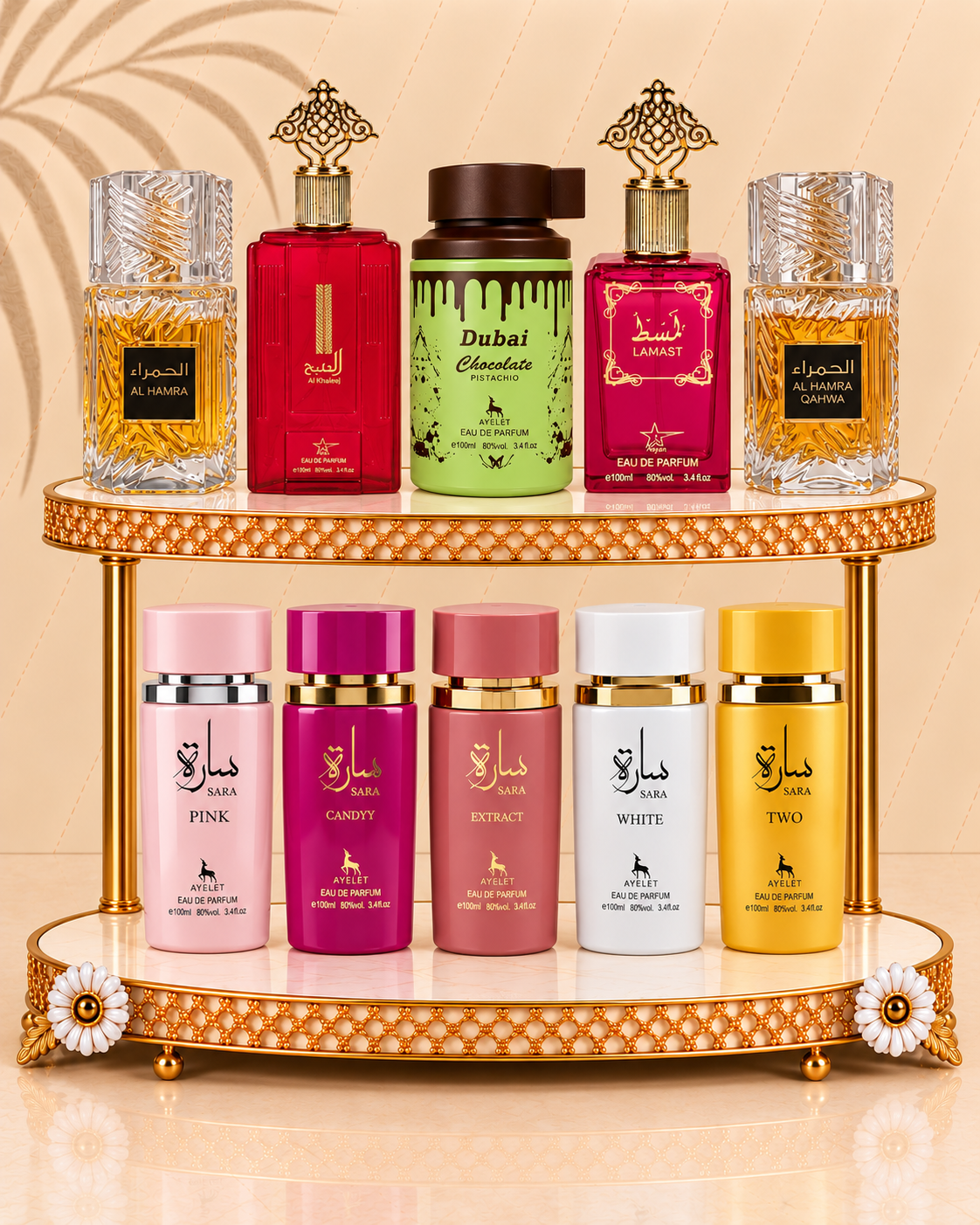 Set 10 Parfumuri Orientale de Dama - Al Hamra + Al Khaleej + Dubai Choco + Lamast + Al Hamra Qahwa + Sara Pink + Sara Candy + Sara Extract + Sara White + Sara Two