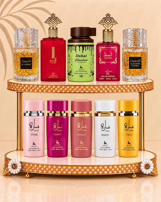 Set 10 Parfumuri Orientale de Dama - Al Hamra + Al Khaleej + Dubai Choco + Lamast + Al Hamra Qahwa + Sara Pink + Sara Candy + Sara Extract + Sara White + Sara Two