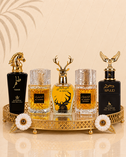 Set 5 Parfumuri Orientale Barbatesti - Tahir Gold + Al Hamra + Al Hamra Qahwa + Wajud + Maliki