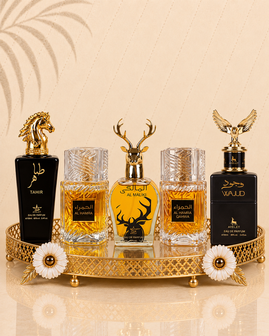 Set 5 Parfumuri Orientale Barbatesti - Tahir Gold + Al Hamra + Al Hamra Qahwa + Wajud + Maliki
