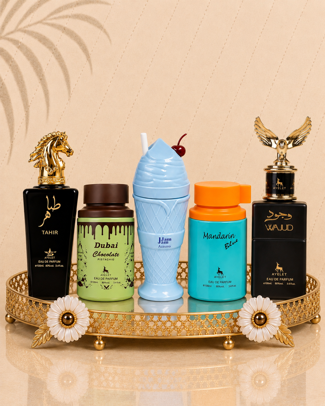 Set 5 Parfumuri Orientale Barbatesti - Tahir Gold + Dubai Chocolate + Jam Jam Azzuro + Mandarin Blue + Wajud