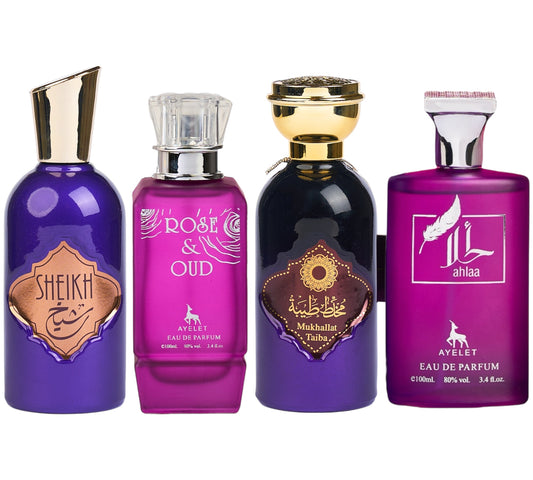 Set 4 Parfumuri Orientale ( 2xDama + 2xBarbat) - Sheik + Rose&Oud + Mukhallat Taiba + Ahlaa