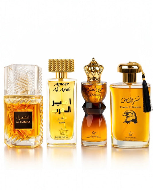 Set 4 Parfumuri Orientale Barbatesti - Al Hamra Royal +  Ameer Arab Elixir + Oud Al Khashab + Center al Kannas