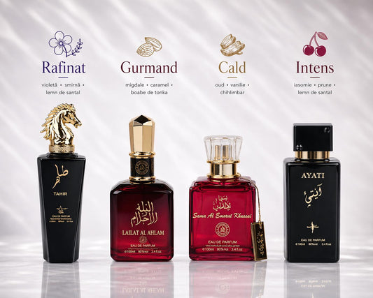 Set 4 Parfumuri Orientale ( 2xDama + 2xBarbat) - Tahir + Lailat al Ahlam + Sama Al Emarat + Ayati Black