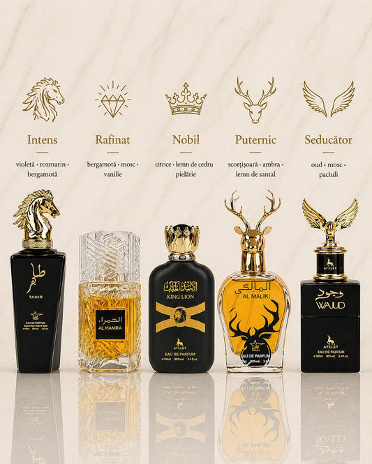 Set 5 Parfumuri Orientale Barbatesti - Tahir + King Lion + Al Hamra Royal + Maliki + Wajud