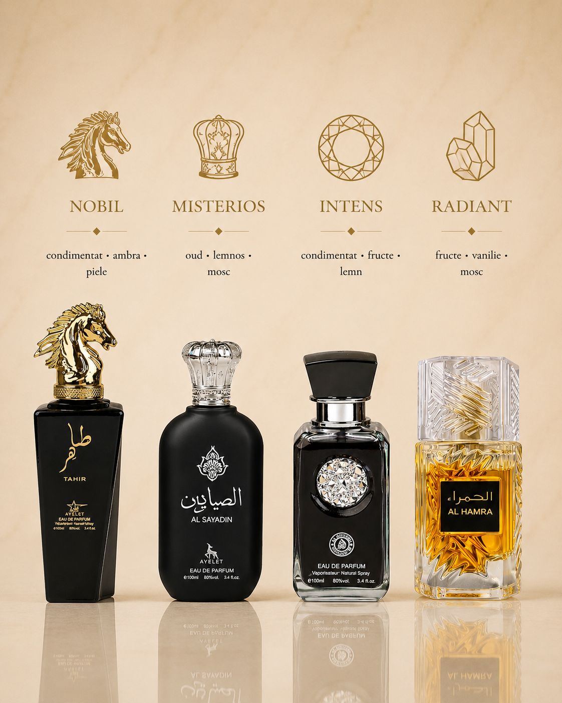 Set 4 Parfumuri Orientale Barbatesti - Wajud + Al Sayadin+ Crystal Black + Al Hamra