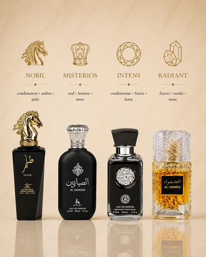 Set 4 Parfumuri Orientale Barbatesti - Wajud + Al Sayadin+ Crystal Black + Al Hamra