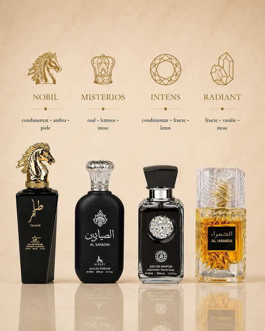 Set 4 Parfumuri Orientale Barbatesti - Wajud + Al Sayadin+ Crystal Black + Al Hamra