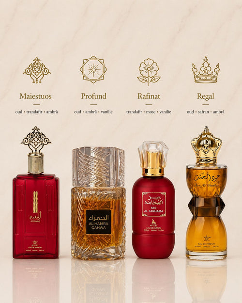 Set 4 Parfumuri Orientale (2xDama + 2xBarbat) - Al Khaleej + Al Hamra Qahwa + Ser Al Fakhama + Oud Al Khashab