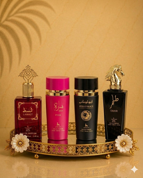 Set 4 Parfumuri Orientale ( 2xDama + 2xBarbat) - Lamast + Sara Candy + Apollo Black + Tahir