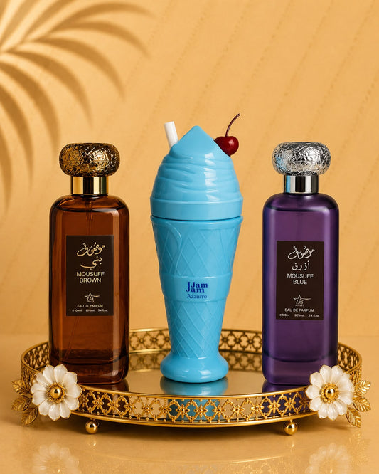 Set 3 Parfumuri Orientale Barbatesti -  Mousuff Brown + Jam Jam + Mousuff Blue