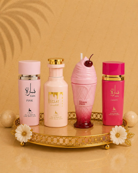 Set 4 Parfumuri Orientale de Dama - Sara Pink + Jam Jam + Eclat + Sara Candy