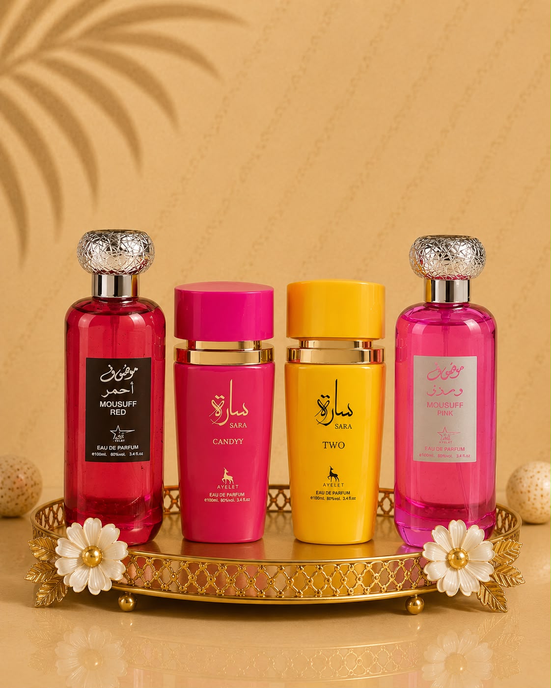 Set 4 Parfumuri Orientale De Dama - Mousuff Red + Sara Candy + Sara Two+ Mousuff Pink
