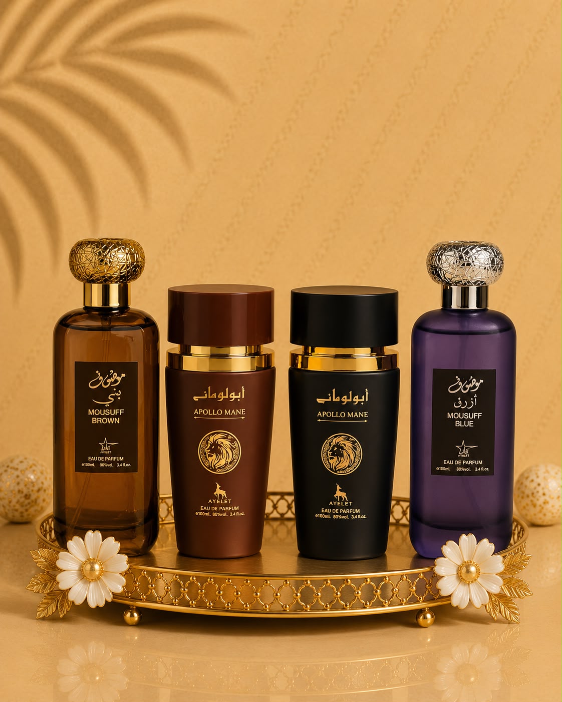 Set 4 Parfumuri Orientale De Barbati - Mousuff Brown + Apollo Black + Apollo Brown + Mousuff Blue