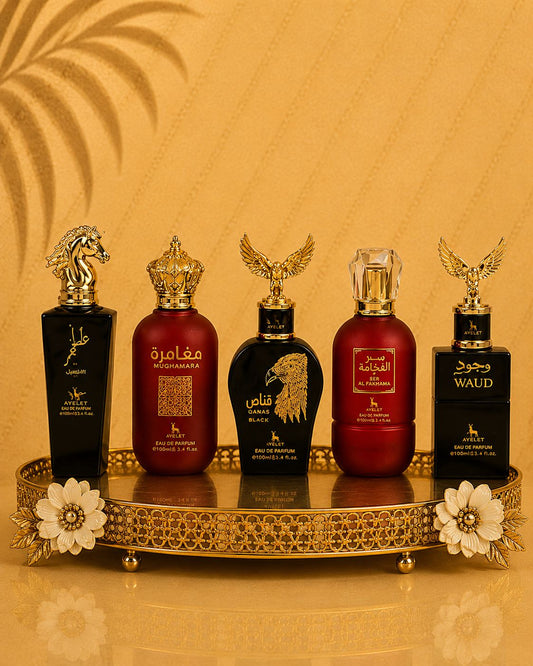 Set 5 Parfumuri Orientale (2xDama + 3xBarbat) - Tahir + Mughamarah + Qannas Black + Ser al Fakhama + Wajud
