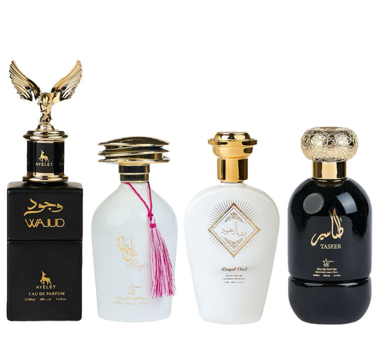 Set 4 Parfumuri Orientale ( 2xDama + 2xBarbat ) - Wajud + Aliya + Royal Oud + Taseer