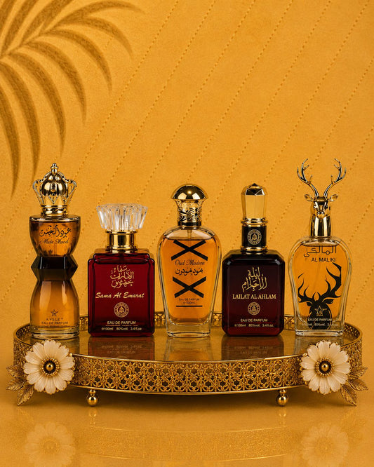 Set 5 Parfumuri Orientale ( 3xDama + 2xBarbat ) - Oud al Khashab + Sama Emarat + Oud Modern + Lailat Ahlam + Maliki