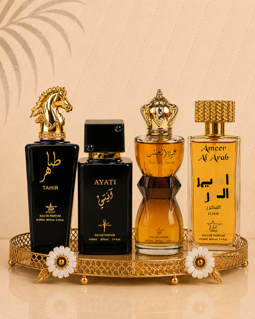 Set 4 Parfumuri Orientale de Barbati - Tahir + Ameer al Arab Elixir + Ayati + Oud Al Khashab
