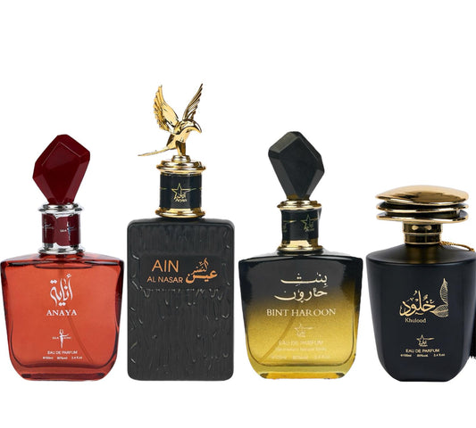 Set 4 Parfumuri Orientale ( 2xDama + 2xBarbat ) - Anaya + Ain Al Nasr + Bint Haroon + Khulood