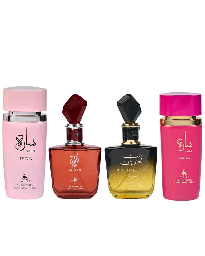 Set 4 Parfumuri Orientale De Dama - Sara Pink + Anaya + Bint Haroon + Sara Candy