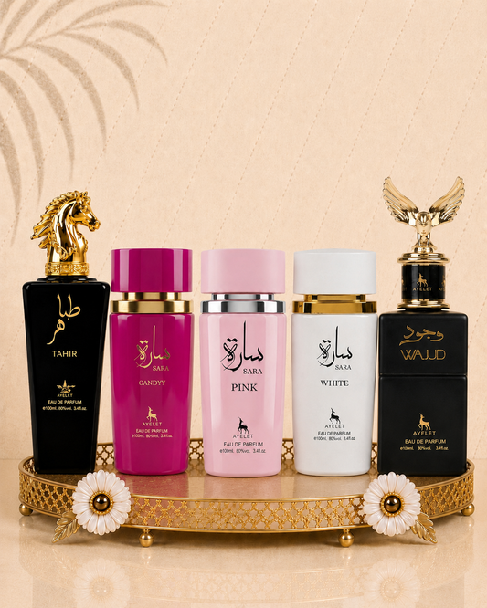 Set 5 Parfumuri Orientale( 3xDama + 2xBarbat ) - Tahir + Sara Pink + Sara White  + Sara Candy + Wajud