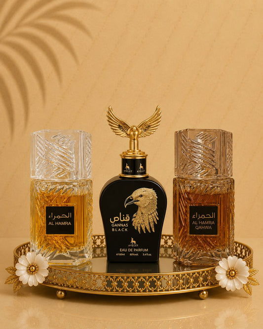 Set 3 Parfumuri Orientale De Barbati - Al Hamra Royal + Qannas Black + Al Hamra Qahwa