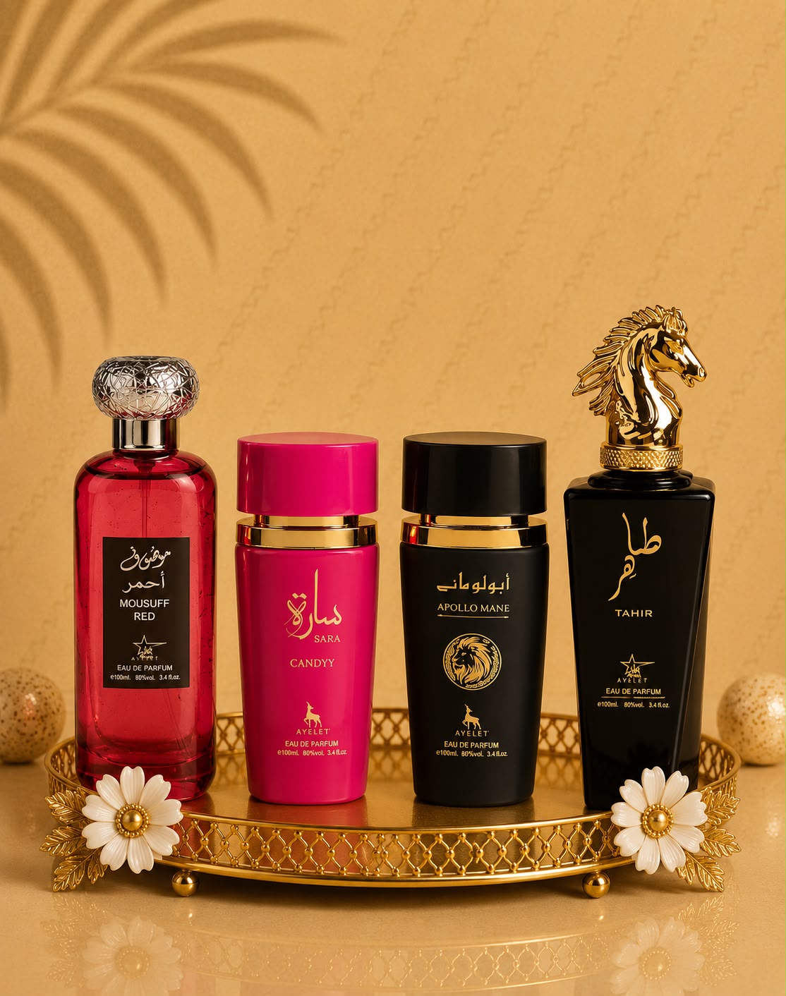 Set 4 Parfumuri Orientale ( 2xDama + 2xBarbat) - Mousuff Red + Sara Candy + Apollo Black + Tahir