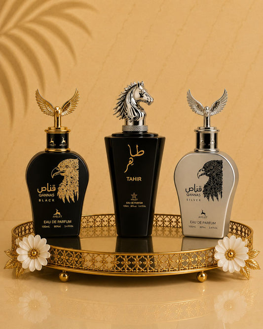 Set 3 Parfumuri Orientale De Barbati - Qannas Black + Tahir + Qannas Silver