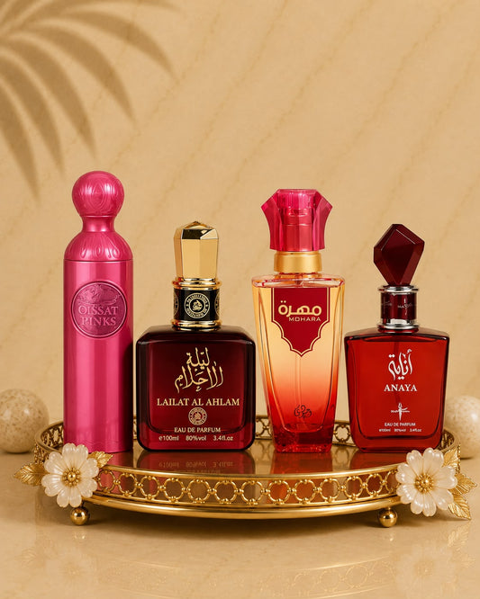 Set 4 Parfumuri Orientale de Dama - Qissah Pink + Lailat Ahlam + Mohara + Anaya