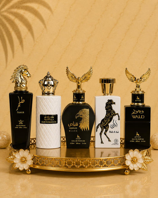 Set 5 Parfumuri Orientale Barbatesti - Qannas Black + Malik al Arab + Tahir + Oud Romancia + Wajud