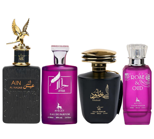 Set 4 Parfumuri Orientale ( 2xDama + 2xBarbat) - Ain Al Nasr + Ahlaa + Khulood + Rose&Oud