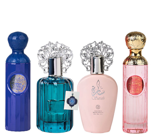 Set 4 Parfumuri Orientale ( 2xDama + 2xBarbat ) - Gissah Blue + Majd Al Emarat + Sarah + Gissah Red