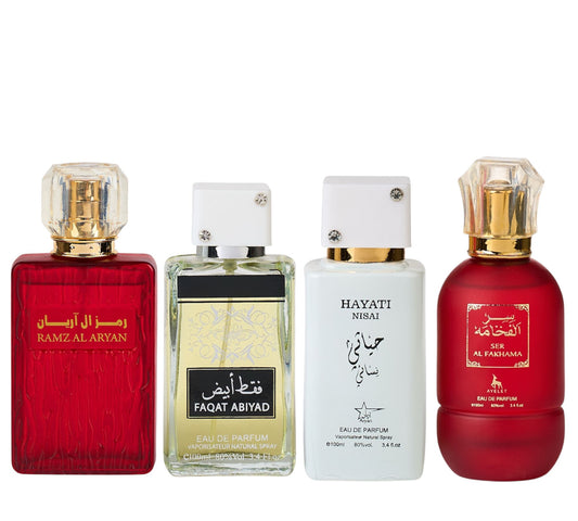 Set 4 Parfumuri Orientale De Dama - Ramz Al Aryan + Faqat + Hayati Nisai + Fakhama