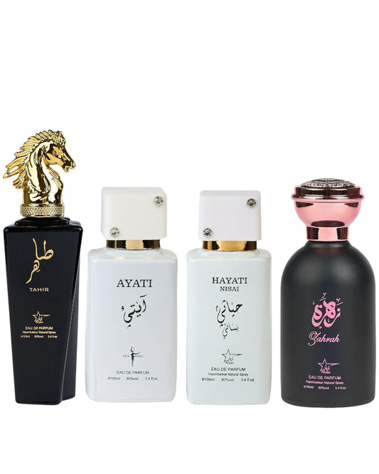 Set 4 Parfumuri Orientale ( 2xDama + 2xBarbat) - Tahir + Hayati Nisai + Ayati White + Zahrah